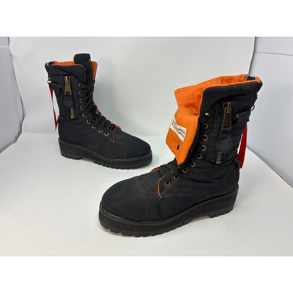 Poster GrlxDolls Kill Delta Kilo Flight 415 Boots Women 10 Black Orange Platform